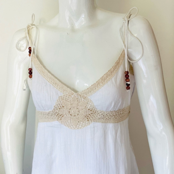 kookai ivory gauze Cream Lace Trim Slip Dress - Picture 4 of 10